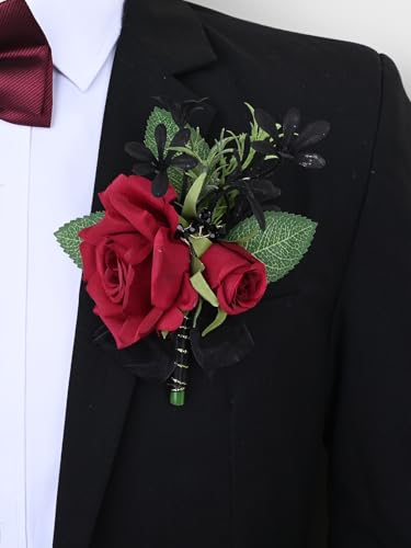 MAFELOE Corsage Boutonniere Set of 2 Pieces, Artificial Flower Supplies for Prom Party Business Celebration Suit Decoratio...