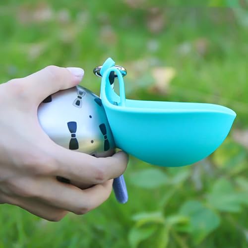 Foldable Pet Water Bottle, Portable Leak Proof Dog Water Bottle with Silicone Drinking Bowl, 304 Stainless Steel Travel Wa...