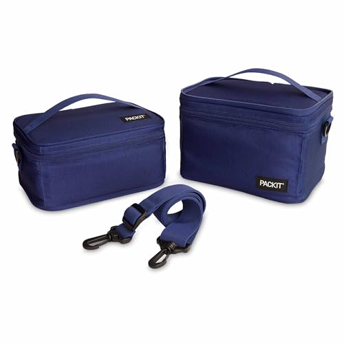 PackIt MOD 3-IN-1 Lunch Box, True Blue, Triple Function System, Insulated and Freezable with EcoFreeze Technology, Removab...