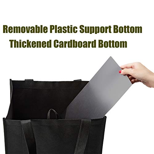 NERUB 10 Pack Reusable Reinforced Handle Grocery Bags - Heavy Duty Large Shopping Totes with Thick Plastic Bottom can hold...