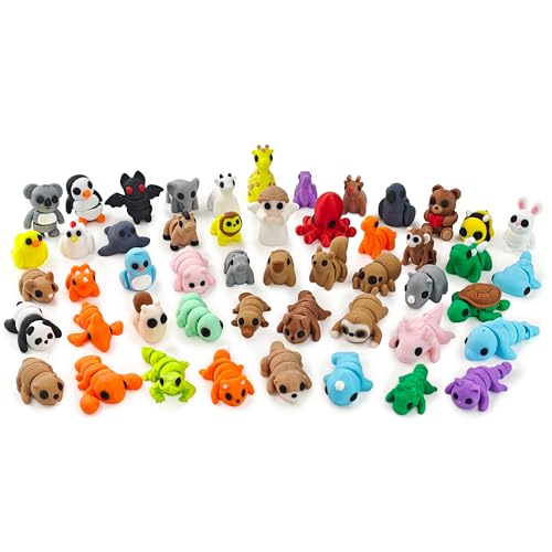 50 pcs Animal Figurines, 3D Printed Animal Figurines Set, Articulated, Party Favors, Pocket Fidget Toys Bulk, Goodie Bag S...