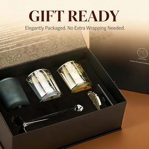 RU HANDMADE Luxury Soy Candle Gift Set for Women – 3 Pack 7oz Crystal Glass Aromatherapy Candles, 120H Total Burn Time, So...