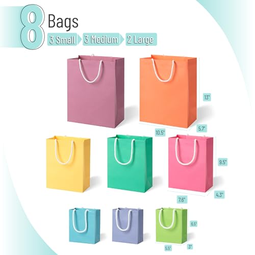 Mr. Pen- Paper Gift Bags with Handles, Assorted Sizes, 8 Pack, Ideal for Gifts, Weddings, Baby Showers, Birthdays, Shoppin...
