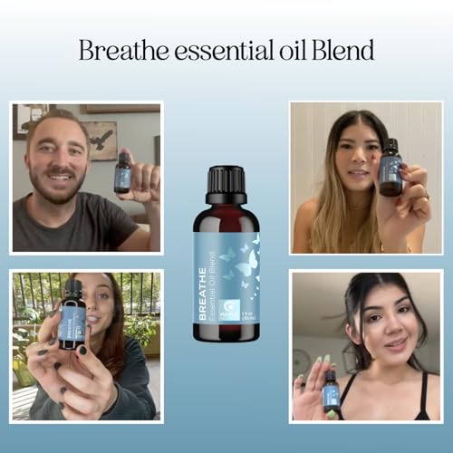 Breathe Essential Oil for Diffuser - Invigorating and Refreshing Breathe Essential Oil Blend with Eucalyptus Peppermint Te...