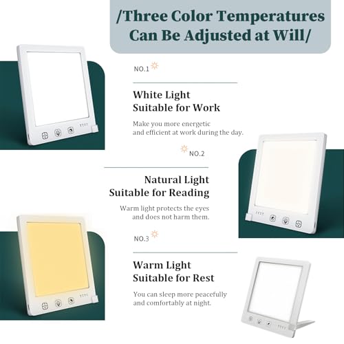 Lumo Therapy Light Therapy Lamp - 10000 Lux HappyLight, UV-Free LED Bright White Light with Adjustable Brightness, Timer &...