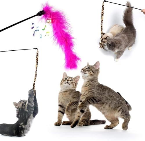 AILUKI 35 PCS Cat Toys Kitten Toys Assortments,Variety Catnip Toy Set Including 2 Way Tunnel,Cat Feather Teaser,Catnip Fis...