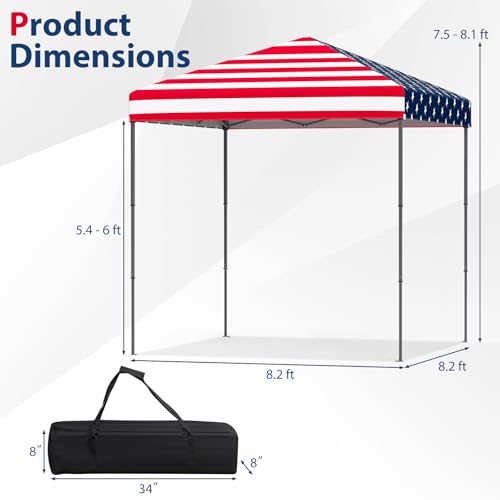 Tangkula 6.6x6.6 Ft Pop Up Canopy, 1 Person Instant Setup Portable Canopy Tent with Center Lock, UPF 50+ Sun Protection, 8...