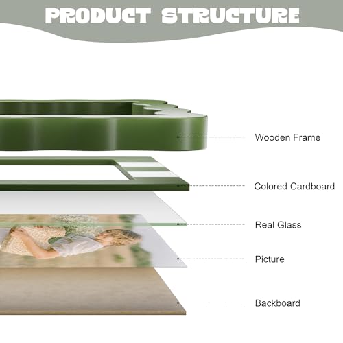 YESKAY 4x6 Picture Frame with Real Glass,Wavy Edge Wooden Photo Frame for 3.5x5,Cute Scalloped Picture Frame for Tabletop ...