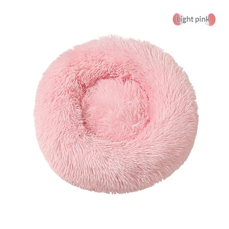 Round Plush Pet Bed, Winter Warmth For Dogs And Cats