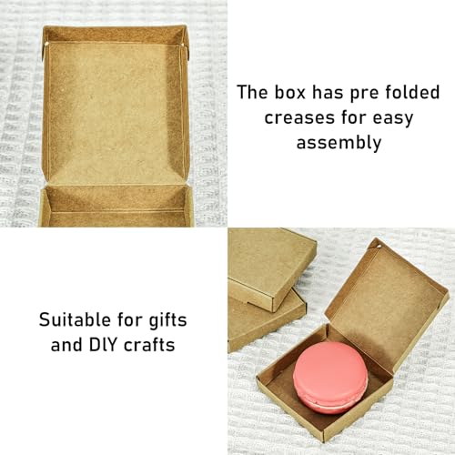Sdootjewelry Mini Cardboard Boxes, 2.16"x2.16"x0.49" Mini Boxes, Jewelry Boxes Packaging 100 Packs, Brown Kraft Boxes for ...