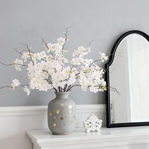 INXUGAO 12 PCS Faux Cherry Blossom Branches Decor 18.11 Inch Fake Artificial Cherry Flowers for Home Indoor Decoration Vas...