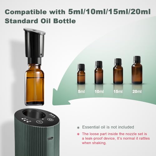 Waterless Essential Oil Diffuser with 4 Timer (1/3/6H & Off) & 3 Mist(L/M/H), Air Scent Diffuser for Home Car Office, Rech...