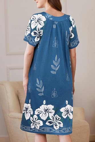 Ekouaer Women Robe Zipper Front Mumu Duster Robes Zip Up Housecoat Soft Sleepwear with Pockets