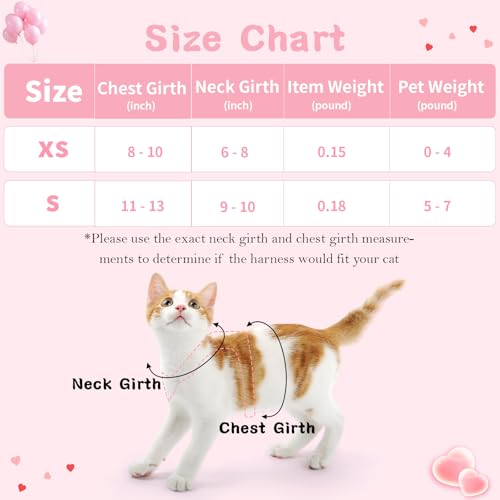 NCMAMA Cat Harness and Leash Set,Escape Proof Adjustable Kitten Harness with Cute Pink Bow,Breathable Reflective Strips Ha...