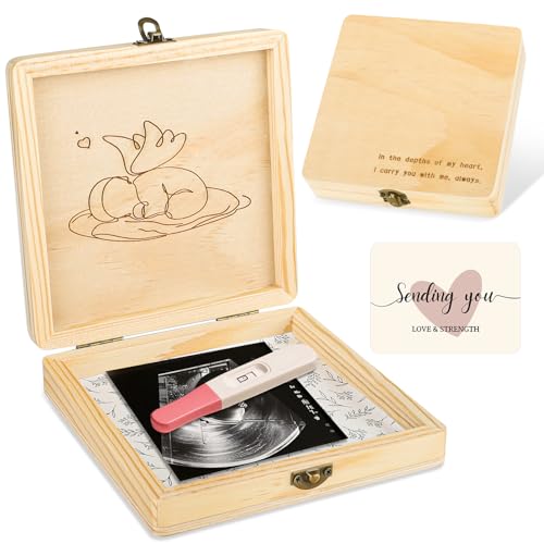 Ceiner Miscarriage Gifts for Mothers, Memorial Box for Pregnancy Loss, Wooden Angel Baby Keepsake with Storage for Photo &...