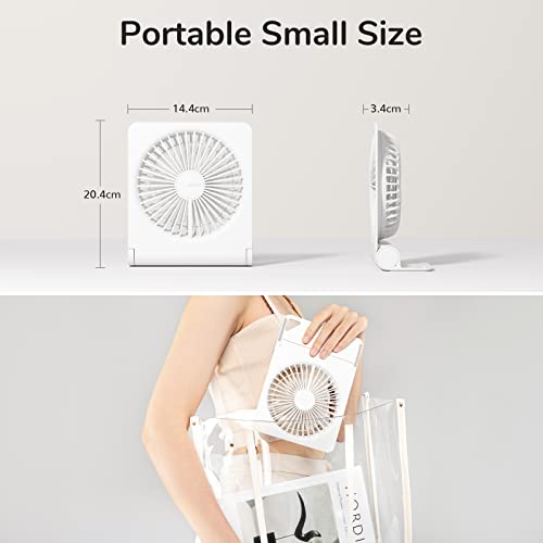 JISULIFE Small Desk Fan, Portable Travel with 4500mAh Battery, USB Rechargeable Folding Design for Flexibility, Strong Qui...