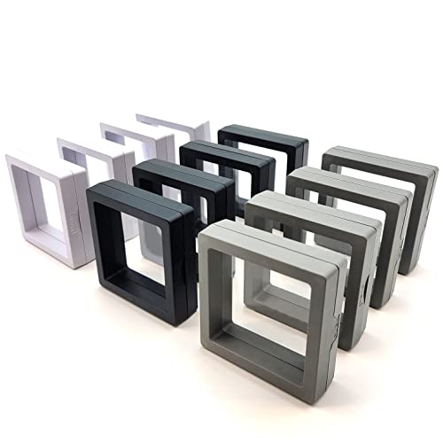 12PCS 3D Floating Frame Display Stand, Jewelry Box, Gift Box, Ornament Organizer, Small Travel Jewelry Box, PE Film Anti-O...