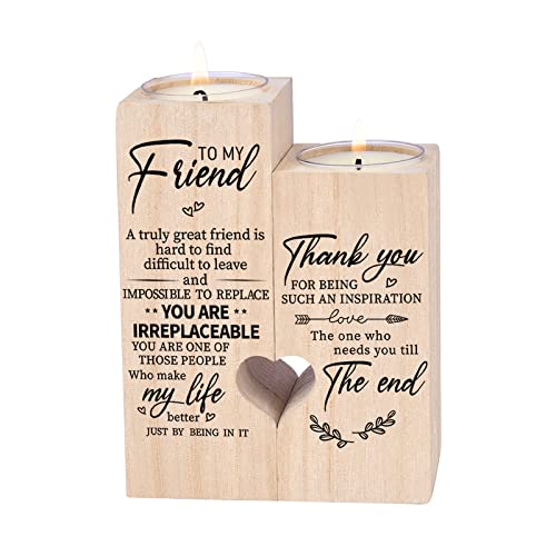 Double-Sided Printing Wooden Candle Holders-to My Friend,You are IRREPLACEABLE, Thank You for Being My Unbiological Siste...