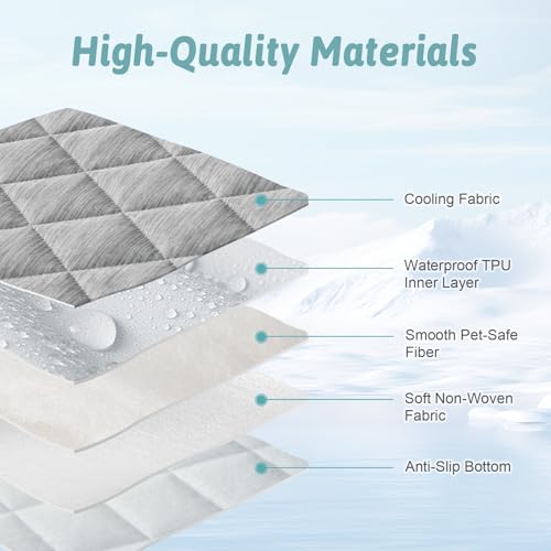 COZY KISS Extra Large Dog Cooling Mat 52"x82" Q-Max>0.4, Waterproof & Leakproof Pet Bed Cover, Non-Slip Cooling Dog Blanke...