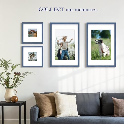 An&He 8.5x11 inch Picture Frame, Blue Simple Photo Frame for Decorative Artwork, Suitable for Tabletop, Desk, Bookshelf an...