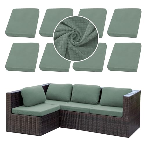SUKAIKEQA Outdoor Cushion Covers Set,8PCS Patio Furniture Couch Seat Slipcovers, Replacement for Sofa Sectional Chair(Cove...