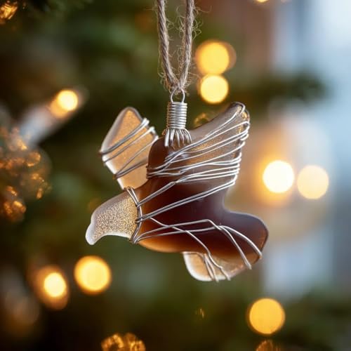 Sea Glass Birds Ornament Seaglass Cardinal Christmas Tree Hanging Ornament,Hummingbird Bluebird Red Bird Decorations Holid...