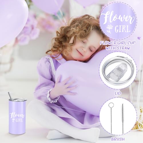 Sieral 9 Pcs Flower Girl Proposal Gifts Set Personalized Flower Girl Tumbler with Straw Bride Gift Box Canvas Bag Sunglass...