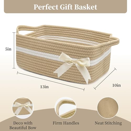 BYLSSNUK Gift Baskets Empty for Kids, Storage Basket for Gifting Small Woven Rope Basket for Towels Baby Shower Baskets fo...