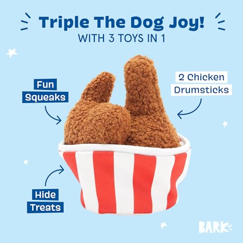 Barkbox 2 in 1 Interactive Plush Dog Toy - Rip and Reveal Toy for Dogs and Puppies - Stimulating Squeaky Pet Toys | Bucket...