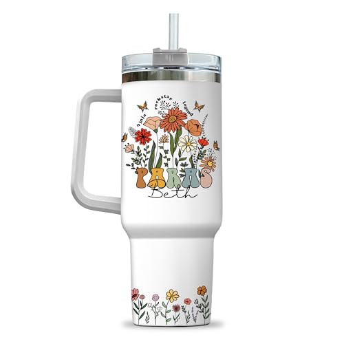 Personalized Para Tumbler with Handle, Custom Paraprofessional Floral Cup, Teacher Assistant Appreciation Gift, Back to Sc...