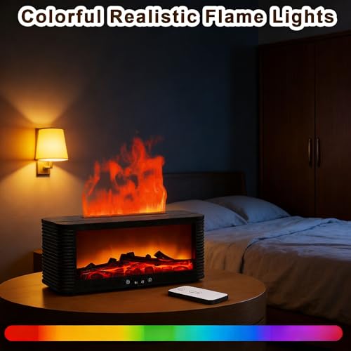 Fireplace Aroma Diffuser with 9-Color Realistic Flame Effect,Essential Oil Diffuser for Home,Cozy Flame Aroma Humidifier,2...