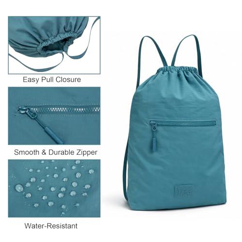 Lee Drawstring Backpack Bag Lightweight Small Gym Swim Beach Bag Water Resistant Sports Sackpack for Men Women, LEE48-002TQ