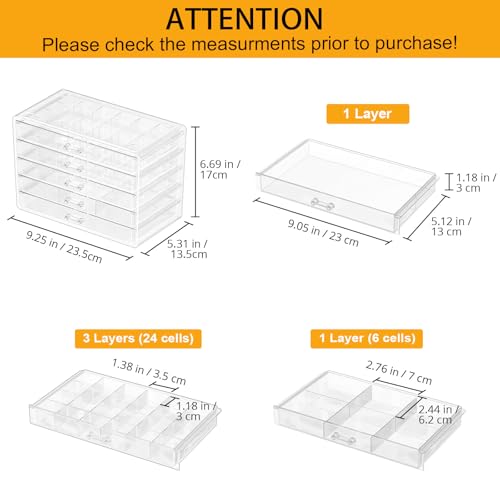 ProCase Acrylic Earrings Holder Organizer Box, Large Clear Earring Jewelry Storage Transparent Stackable Drawers Jewelry D...