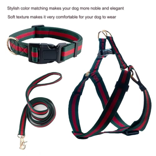 Premium and Stylish Dog Collar Harness and Leash,Soft Comfortable，Chest Adjustable Pet Harness,Luxury Fashion Dog Harness ...