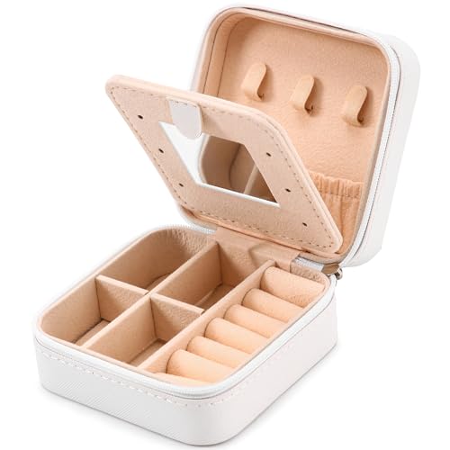 Neveika Jewelry Box with Mirror,Small Jewelry Organizer Box，Travel Jewelry Case for Women，Gift Jewelry Boxes for Female Gi...