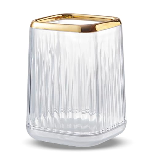 Yoohailor Acrylic Pen Holder, Cute Clear Desk Organizer for Pencils, Makeup Brushes Toothbrushes Storage Cup with Striped ...