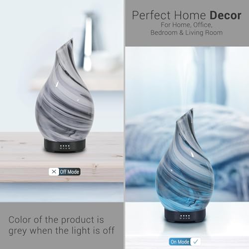 Essential Oil Diffuser Aromatherapy Diffuser - Art Glass Oil Diffuser with Auto Shut-Off Protection 4 Timer Setting 7 Colo...