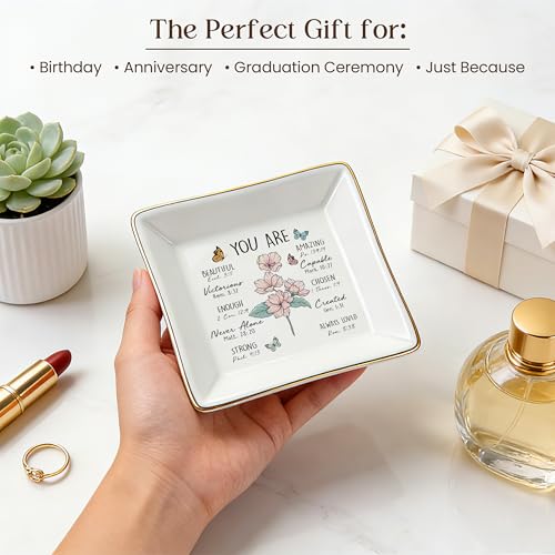 PUDDING CABIN Birthday Gifts for Women, 4.3inch Ceramic Cherry Jewelry Dish - Inspirational Christian Gifts for Women Mom ...
