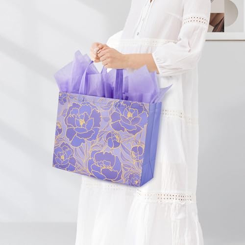 YANGTE 2 Pack 13" Large Beautiful Gift Bags Set with Greeting Card and Tissue Paper, Reusable Non-Woven Gift Wrap Bags wit...