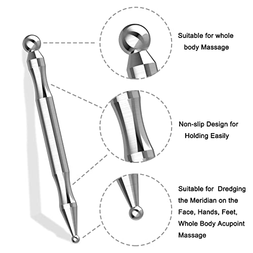 Acupuncture Pen, Facial Reflexology Tools Stainless Steel, Trigger Point Massager Tool, Deep Tissue Massage Tool