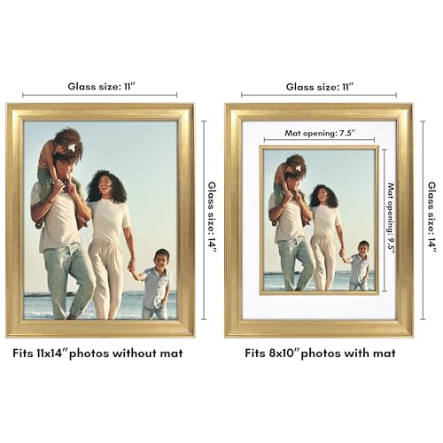 Americanflat 11x14 Picture Frame with Decorative Inner Mat Accent - Displays 8x10 Photos with Mat or 11x14 Without - Veran...
