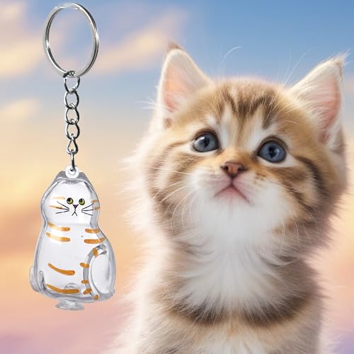 BTYYIHEX 6 Pcs Cat Hair Keepsake Keychains – 2025 New Memorial Capsule Pendants, Fur Holder Bottles for Cat Lovers, Though...