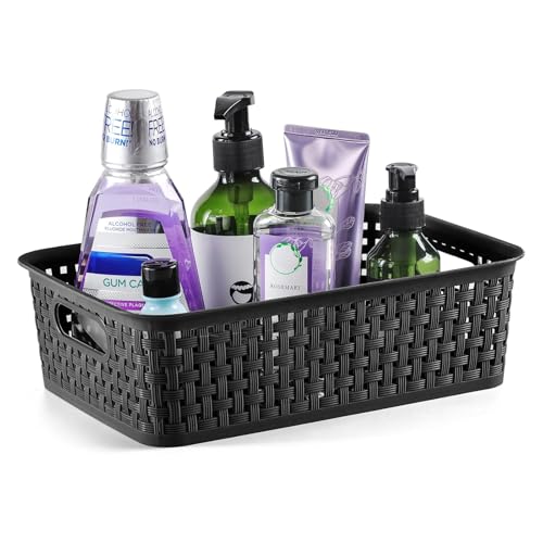 [ 8 Pack ] Plastic Storage Baskets, Small Pantry Organization and Storage Bins, Household Organizers for Laundry Room, Bat...