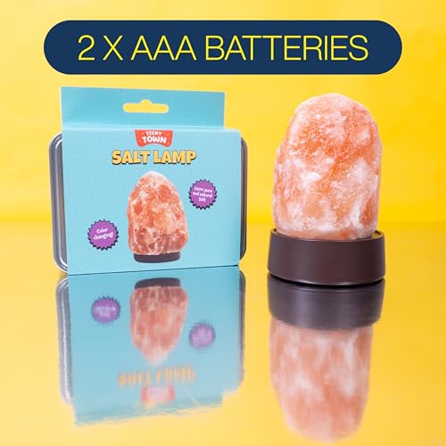 Fizz Creations Teeny Town Miniature Himalayan Salt Lamp – Battery-Operated LED Mood Light with Carry Case – Ideal for Desk...