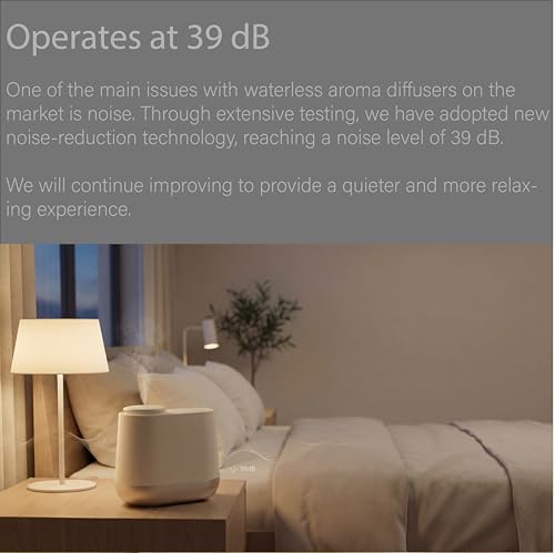 Low Noise Waterless Aroma Diffuser (200ml) – 39dB Ultra Quiet, No Water Needed, App Optional, Strong Scent for Large Room...