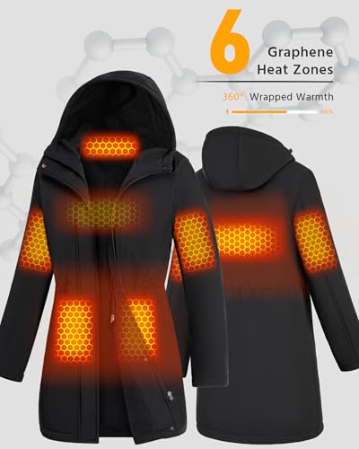 Wulcea Graphene Heated Softshell Jacket for Women 12V Fast Charge 18400mAh Large Capacity