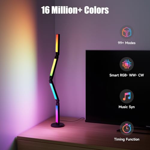 Led Desk Lamp with Atmosphere Lighting, Smart RGB LED Desk Lamp-Music Sync and 16 Million DIY Colors, Foldable Lamp with D...