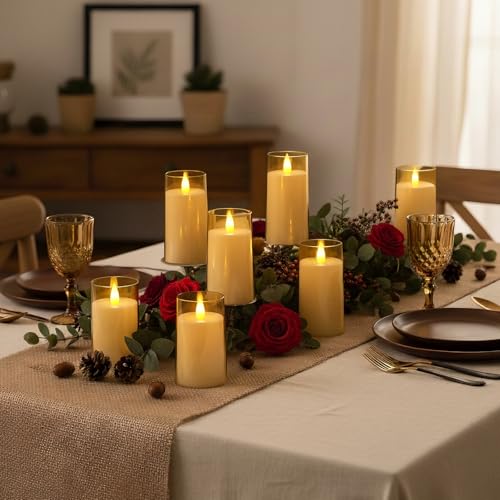 Raycare Flameless Electronic Pillar Candles with Remote Control and Timer- Battery Operated Realistic Flickering LED Fake ...