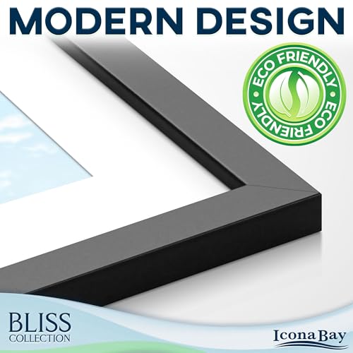 Icona Bay - 4x4 Black Picture Frame with Removable Mat to 3x3 Photo - Modern Style Engineered Wood Picture Frame - Table T...