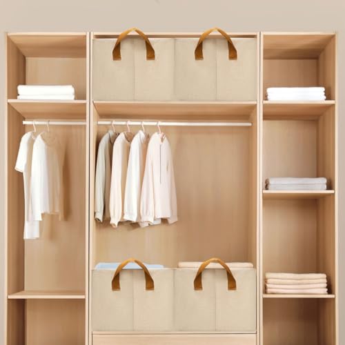 SNWDN 6 Pack Closet Cloth Storage Bins for Shelves, Medium Storage Baskets for Shelves, Fabric Bins for Closet organizatio...